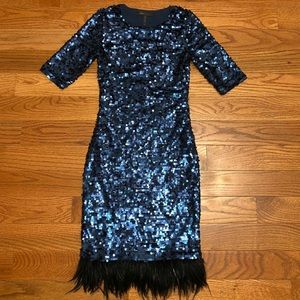 BCBGMAXAZRIA Navy Blue Sequin Dress  sz XS